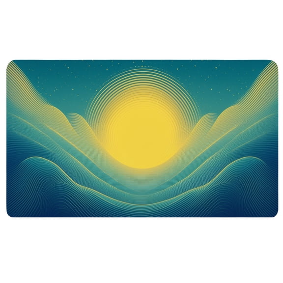 Desk Mat Boho,A blue and yellow abstract background with a sun in the middle,Large Desk Mat Mouse Pad,Washable Mouse Pad,Mat for Desk,Office Decor for Desk