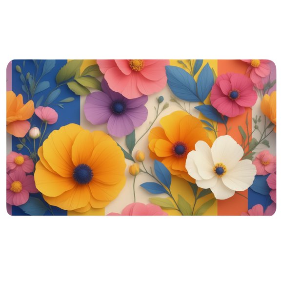 Desk Mat Boho,A bunch of paper flowers on a colorful background,14x24in Mousepad,Rubber Mouse Pad,Mat for Desk Top,Boho Office
