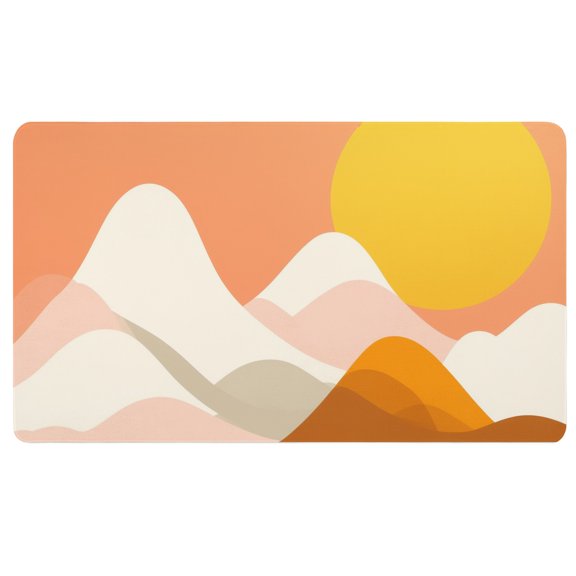 Desk Mat Boho,An illustration of a mountain landscape with a sun in the background,Desk Pad Mat Large,Rectangle Mouse Pad,Desk Computer Mat,Cute Work Desk Accessories