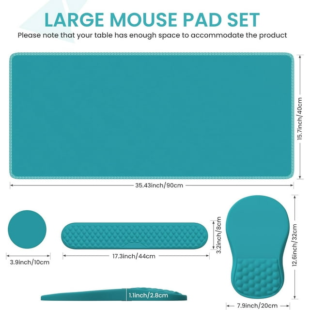 Desk Mat, Carpal Tunnel Mouse Pad With Wrist Rest And Keyboard Pad Set