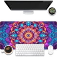 thumbnail image 1 of Desk Mat, Colorful Mandala Flowers Desk Pad, Mandala Flower Large Gaming Mouse Pad for Desk, 31.5"x15.7" Extended Big Computer Keyboard Mouse Pad with Non-Slip Base and Stitched Edge, 1 of 6
