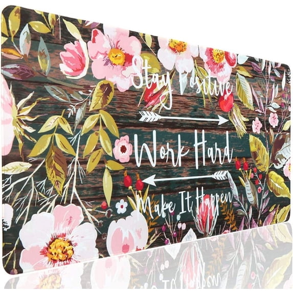 Desk Mat, Decor Extended Gaming Mouse Pad Large 31.5" x 15.7" XL Keyboard pad with Stitched Edges Non Slip Base, Water-Resistant Computer Laptop Desk Pad for Room Decor (Floral Wreath)