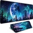 thumbnail image 1 of Desk Mat Decor Night Forest Large Gaming Mouse Pad Starry Sky with Moon Mousepad for Computer Office Keyboard Mat Laptop Big Mouse Pad Cute Desk Decor 31.5x11.8 in, 1 of 6