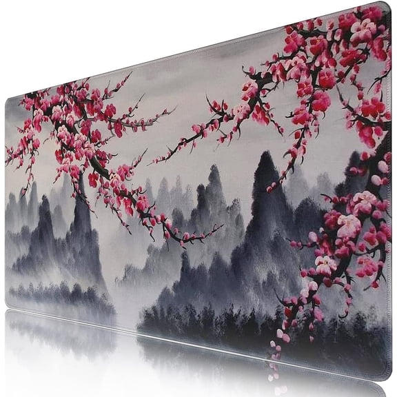 Desk Mat, Desk Mats On Top of Desks Gaming Mouse Pad with Non-Slip Base Extended Large Mouse Pad XL Keyboard Mouse Pad for Work, Game, Office, Home - Japanese Cherry Blossom (35.4x15.7 in)