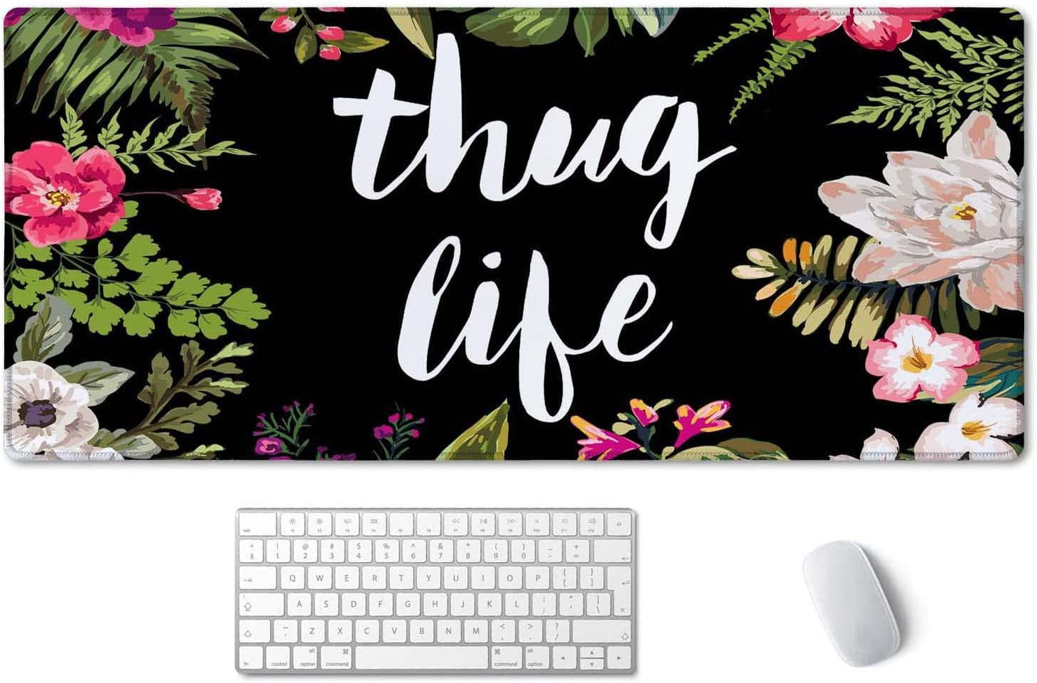 Desk Mat, Extended Gaming Mouse Pad (35.5x15.7 in), Large Non-Slip Rubber Base Mousepad with Stitched Edges, Waterproof Keyboard Mouse Mat Desk Pad for Work, Game, Office, Home - Thug Life
