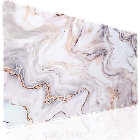 Desk Mat, Extended Gaming Mouse Pad Large 31.5" x 15.7" XL Keyboard pad with Stitched Edges Non Slip Base, Water-Resistant Computer Laptop Desk Pad for Office and Home (Platinum Marble)