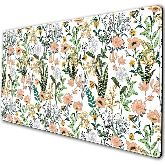 Desk Mat, Extended Large Gaming Mouse Pad, XXL Keyboard Pad Desktop Protector Mat(31.5x15.75 in), Mousepad with Non-Slip Rubber Base and Tightly Stitched Edges, Beautiful Floral