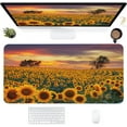 thumbnail image 1 of Desk Mat,Floral Sunflowers Extended Gaming Mouse Pad for Office Work & Game,Computer Keyboard Mouse Mat Desk Non-Slip Rubber Base Large Mousepad with Stitched Edges, 31.5x15.7inch, 1 of 6