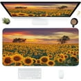 thumbnail image 1 of Desk Mat,Floral Sunflowers Extended Gaming Mouse Pad for Office Work & Game,Computer Keyboard Mouse Mat Desk Non-Slip Rubber Base Large Mousepad with Stitched Edges, 31.5x15.7inch, 1 of 6