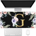 thumbnail image 1 of Desk Mat, Flower Golden Letters G Extended Gaming Mouse Pad Large, 35.4"x15.7" Big Mouse Pad with Non-Slip Base and Stitched Edge, Long Computer Keyboard Mouse Mat for Home Office Work, 1 of 6