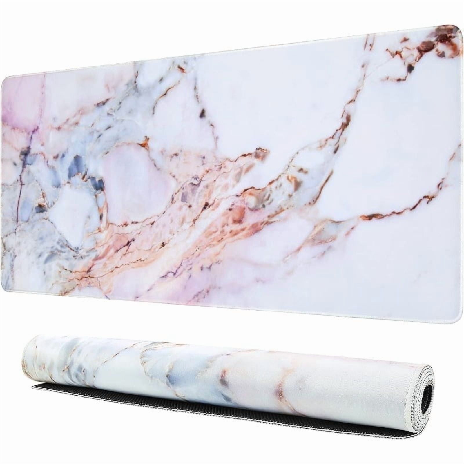 Desk Mat, Gaming Mouse Pad Large, XL Mousepad, Keyboard Mat with Non Slip Base, Extended Laptop Desk Pad Matt, Computer Mat for Office Vanity Desktop Table Writing, Pink Marble