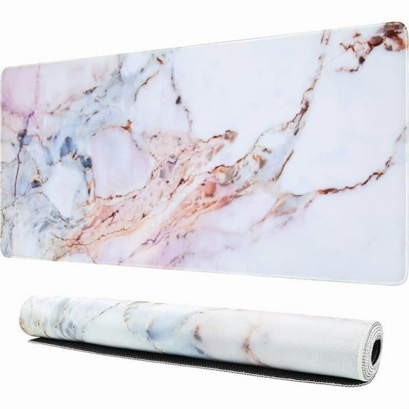 Desk Mat, Gaming Mouse Pad Large, XL Mousepad, Keyboard Mat with Non Slip Base, Extended Laptop Desk Pad Matt, Computer Mat for Office Vanity Desktop Table Writing, Pink Marble