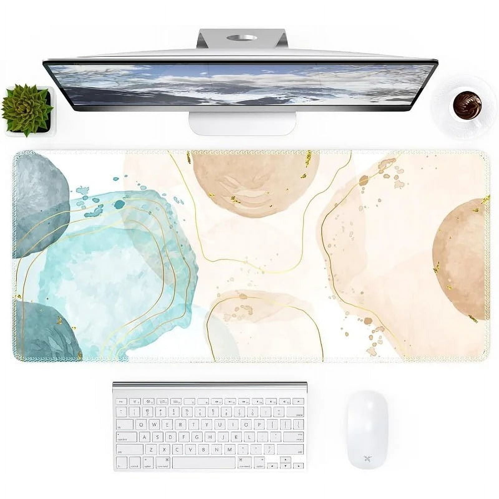 Desk Mat, Gaming Mouse Pad Large, XL Mousepad, Keyboard Mat with Non Slip Base, Extended Laptop Desk Pad Matt, Computer Mat for Office Vanity Desktop Table Writing, Pink Marble