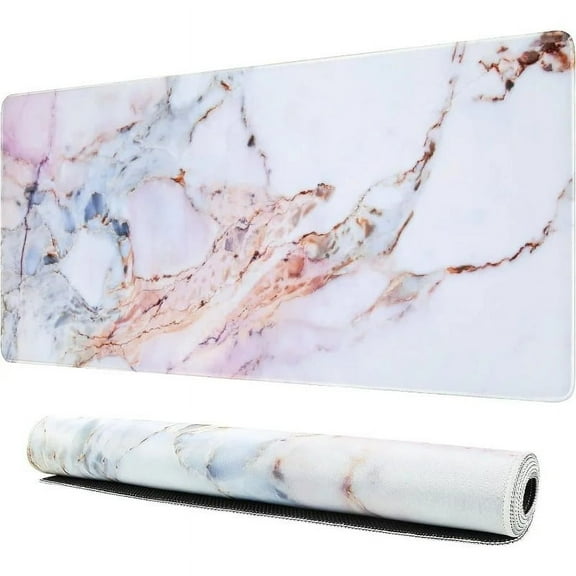 Desk Mat, Gaming Mouse Pad Large, XL Mousepad, Keyboard Mat with Non Slip Base, Extended Laptop Desk Pad Matt, Computer Mat for Office Vanity Desktop Table Writing, Pink Marble