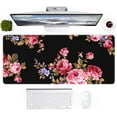 thumbnail image 1 of Desk Mat, Gaming Mouse Pad Large, XXL Desk Pad Mat with Non-Slip Base, Pretty Desk Matt for Desktop, Keyboard Mat for Women, Home, Office Decor, Desktop,Laptop, Black Pink Floral Flower, 1 of 6