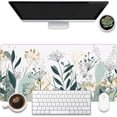 thumbnail image 1 of Desk Mat, Green Gold Plant Leaves Desk Pad, Wildflowers Large Gaming Mouse Pad for Desk, 31.5"x11.8" Extended Big Computer Keyboard Mouse Pad with Non-Slip Base and Stitched Edge, 1 of 13