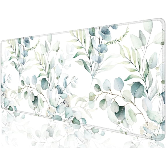 Desk Mat, Large Mouse Pad, 31.5" x 11.8" XXL Extended Gaming Mousepad, Desktop Decor Desk Pad, Cute Men Women Office Supplies and Accessories, XL Mouse Pad for Laptop & Keyboard, White Flower