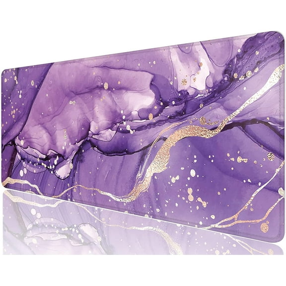 Desk Mat, Large Mouse Pad, 31.5" x 11.8" XXL Extended Gaming Mousepad, Desktop Decor Desk Pad, Cute Men Women Office Supplies and Accessories, XL Mouse Pad for Laptop & Keyboard, Purple Marble