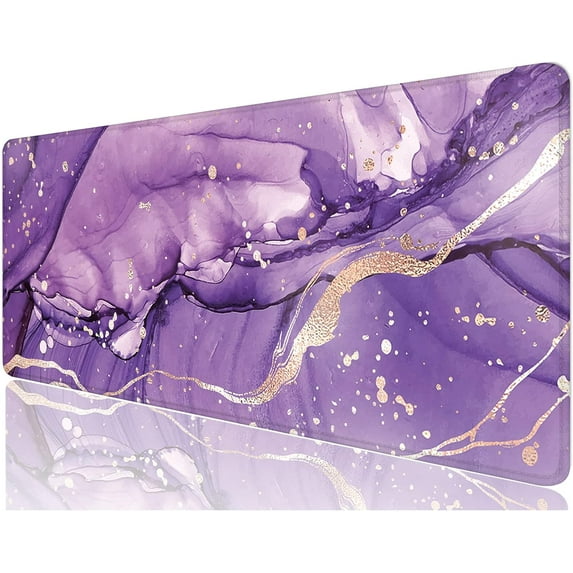 Desk Mat, Large Mouse Pad, 31.5" x 11.8" XXL Extended Gaming Mousepad, Desktop Decor Desk Pad, Cute Men Women Office Supplies and Accessories, XL Mouse Pad for Laptop & Keyboard, Purple Marble