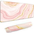 thumbnail image 1 of Desk Mat,Large Mouse Pad 35''×15.6''×0.12'' XXL Extended Gaming Mouse Pad Mat with Non-Slip Base Stitched Eges Mousepad for Computer,Office,Keyboard and Laptop - Pink Golden Marble, 1 of 6