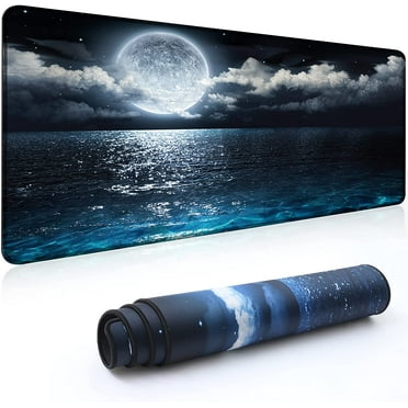 Desk Mat,Large Mouse Pad 35''×15.6'' XXL Extended Gaming Mouse Pad Mat with Non-Slip Base Stitched Eges Mousepad for Computer,Office,Keyboard and Laptop - Moon Ocean