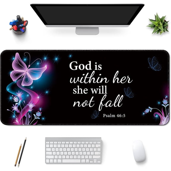 Desk Mat,Large Mouse Pad 35''×15.6'' XXL Extended Mouse Pad Mat Desk Pad with Non-Slip Base Mousepad for Computer,Office,Keyboard and Laptop -Butterflies