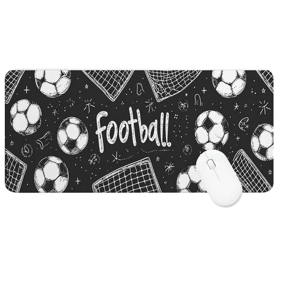 Desk Mat Large Mouse Pad (35.4 x 15.7 In), Cartoon Soccer Ball Extended Gaming Mousepad with Stitched Edges for Office/Home