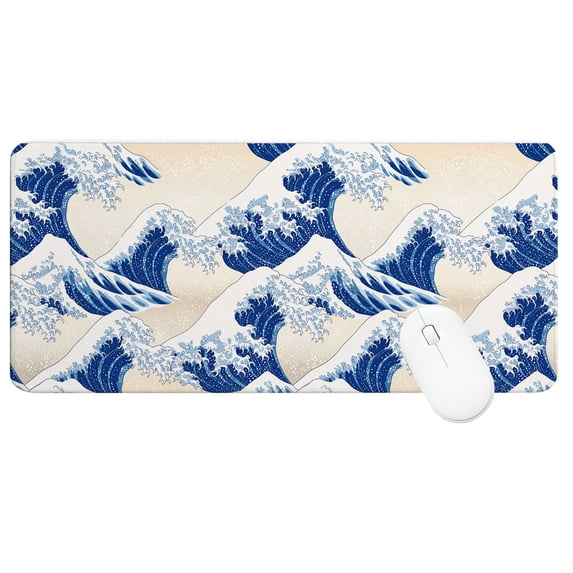 Desk Mat Large Mouse Pad (35.4 x 15.7 In), Great Wave Extended Gaming Mousepad with Stitched Edges for Office/Home