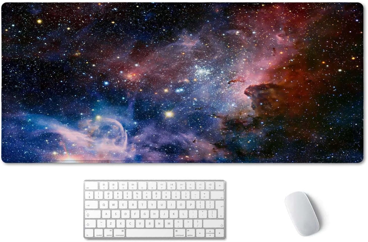 Desk Mat,Large Mouse Pad 35.4" x 15.7" XXL Extended Gaming Mouse Pad Mat with Non-Slip Base Stitched Edge Mousepad for Computer,Office,Keyboard and Laptop - Galaxy Nebula Starry Cosmic