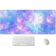 thumbnail image 1 of Desk Mat,Large Mouse Pad 35.4" x 15.7" XXL Extended Gaming Mouse Pad Mat with Non-Slip Base Stitched Edge Mousepad for Computer,Office,Keyboard and Laptop - Pink and Blue Magical Galaxy Star, 1 of 6