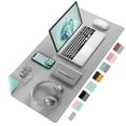 thumbnail image 1 of Desk Mat Large Protector Pad - Multifunctional Dual-Sided Office Desk Pad,Smooth Surface Soft Mouse Pad, Waterproof Desk Mat for Desktop, Pu Leather Desk Cover for Office/Home(Grey, 31.5" x 15.7"), 1 of 3