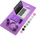thumbnail image 1 of Desk Mat, Mouse Pad,Waterproof Desk Pad,Large Mouse pad for Desk, Leather Desk Pad Large for Keyboard and Mouse,Dual-Sided Mouse Mat for Office (35.4" x 17", Aconite Violet+Eosine Pink), 1 of 6