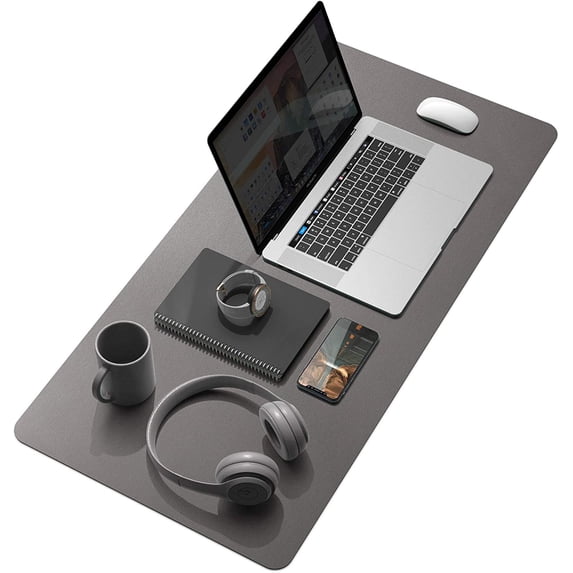 Desk Mat, Mouse Pad,Waterproof Desk Pad,Large Mouse pad for Desk, Leather Desk Pad Large for Keyboard and Mouse,Dual-Sided Mouse Mat for Office and Home (Dark Grey, 31.5" x 15.7")