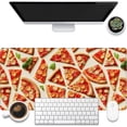 thumbnail image 1 of Desk Mat, Realistic Pizza Slices Desk Pad, Pizza Food Large Gaming Mouse Pad for Desk, 31.5"x11.8" Extended Big Computer Keyboard Mouse Pad with Non-Slip Base and Stitched Edge, 1 of 13