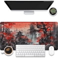 thumbnail image 1 of Desk Mat, Red Landscape Painting Desk Pad, Ink Painting Large Gaming Mouse Pad for Desk, 31.5"x11.8" Extended Big Computer Keyboard Mouse Pad with Non-Slip Base and Stitched Edge, 1 of 13
