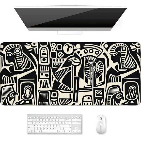Desk Mat, Ultra Large Mouse Pad, XXL Gaming Mousepad, Pretty Desk Pad, Big Extended Full Size Desktop Desk Matt for Keyboard, Laptop & Computer, 35.5 x 15.7 in, Ancient Egyptian Pattern