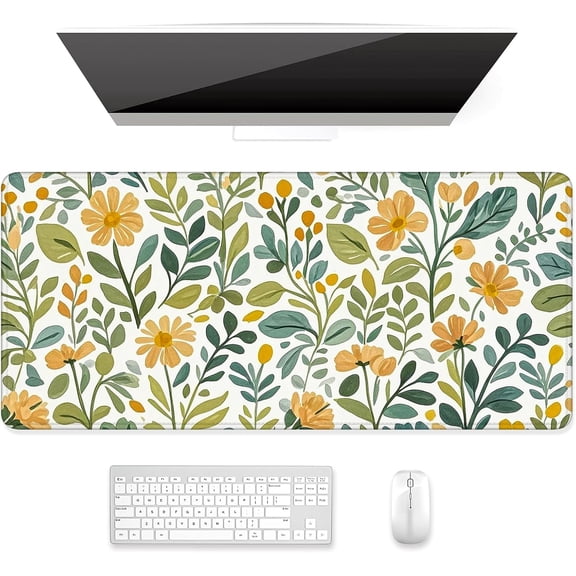 Desk Mat, Ultra Large Mouse Pad, XXL Gaming Mousepad, Pretty Desk Pad, Big Extended Full Size Desktop Desk Matt for Keyboard, Laptop & Computer, 35.5 x 15.7 in, French Country Flower