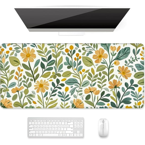 Desk Mat, Ultra Large Mouse Pad, XXL Gaming Mousepad, Pretty Desk Pad, Big Extended Full Size Desktop Desk Matt for Keyboard, Laptop & Computer, 35.5 x 15.7 in, French Country Flower