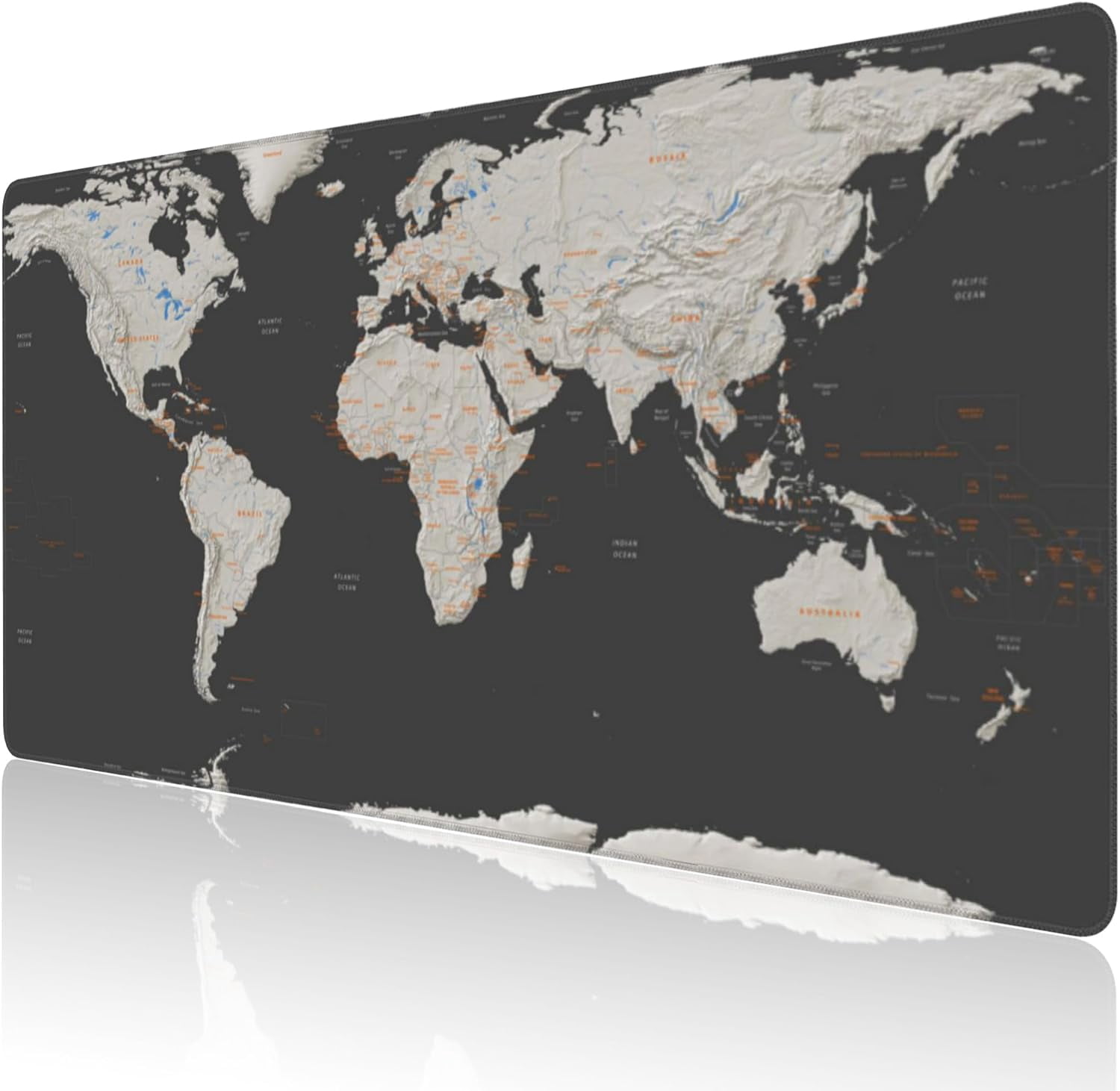 Desk Mat, Vintage World Map Extended Large Gaming Mouse Pad for Desk XXL, Non-Slip Rubber Base Stitched Edges Long Computer Keyboard Desk Pad Mouse Mat for Home Office Gaming 35.4"X15.7"