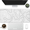 thumbnail image 1 of Desk Mat,White Topographic Contour Map Desk Pad,Topographic Contour Large Gaming Mouse Pad for Desk,Extended Big Computer Keyboard Mouse Pad with Non-Slip Base and Stitched Edge,35.4"x15.7", 1 of 6