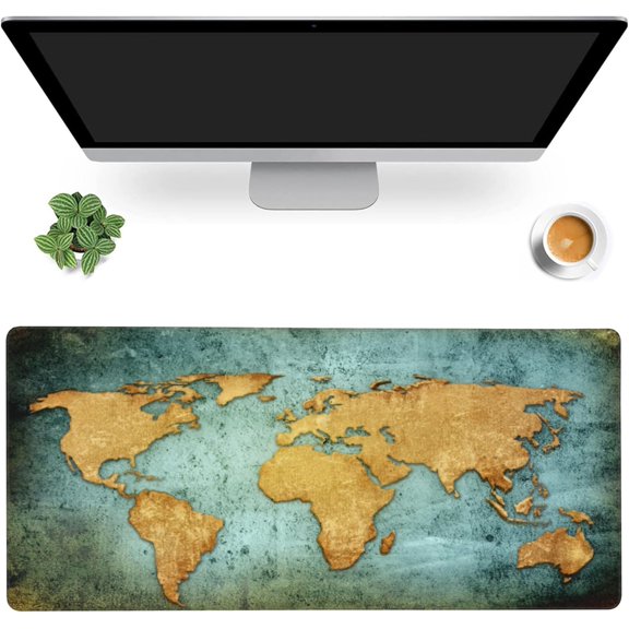 Desk Mat,World Map Extended Gaming Mouse Pad,Large Non-Slip Rubber Base Mousepad with Stitched Edges,Waterproof Mouse Mat Desk Pad for Office Game Home 35.4x15.75 in