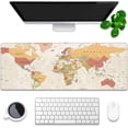 thumbnail image 1 of Desk Mat, Yellow Vintage World Map Extended Gaming Mouse Pad Large, 31.5"x11.8" Big Mouse Pad with Non-Slip Base and Stitched Edge, Long Computer Keyboard Mouse Mat for Home Office Work, 1 of 5