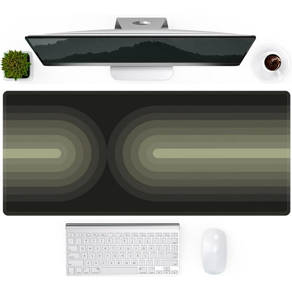 Desk Matt, Extra Large Mouse Pad for Desk, Computer Desk Pad Mat, Gaming Mousepad with Non-Slip Rubber Base, Big XXL Keyboard Mat for Desktop Office Laptop Table, Green Boho Rainbow