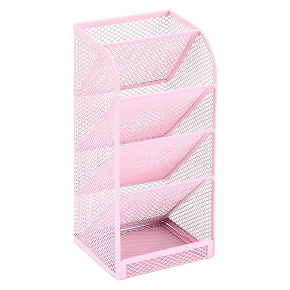 Desk Mesh Pencil Organizer,Multi-Functional Pencil Organizer with 5 Layer Stationery Holder,Heavy-Duty Desktop Stationary Organizer,Storage Rack for Home Office Art Supplies (Pink)