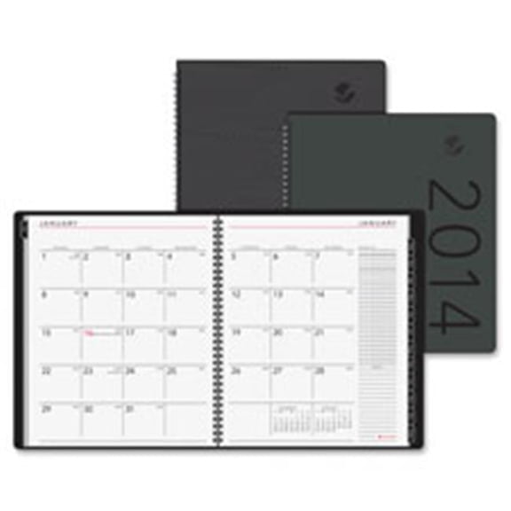 Desk Monthly Appt Book, Textured, 2PPM, 9 in. x 11 in., Black