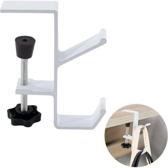 Desk Mount Bag Holder Hook Clamp,On Backpack Hanger Portable Desk Mount Headphones Holder for Reduce Desk Clutter Table Desk Table Hanging Storage-.
