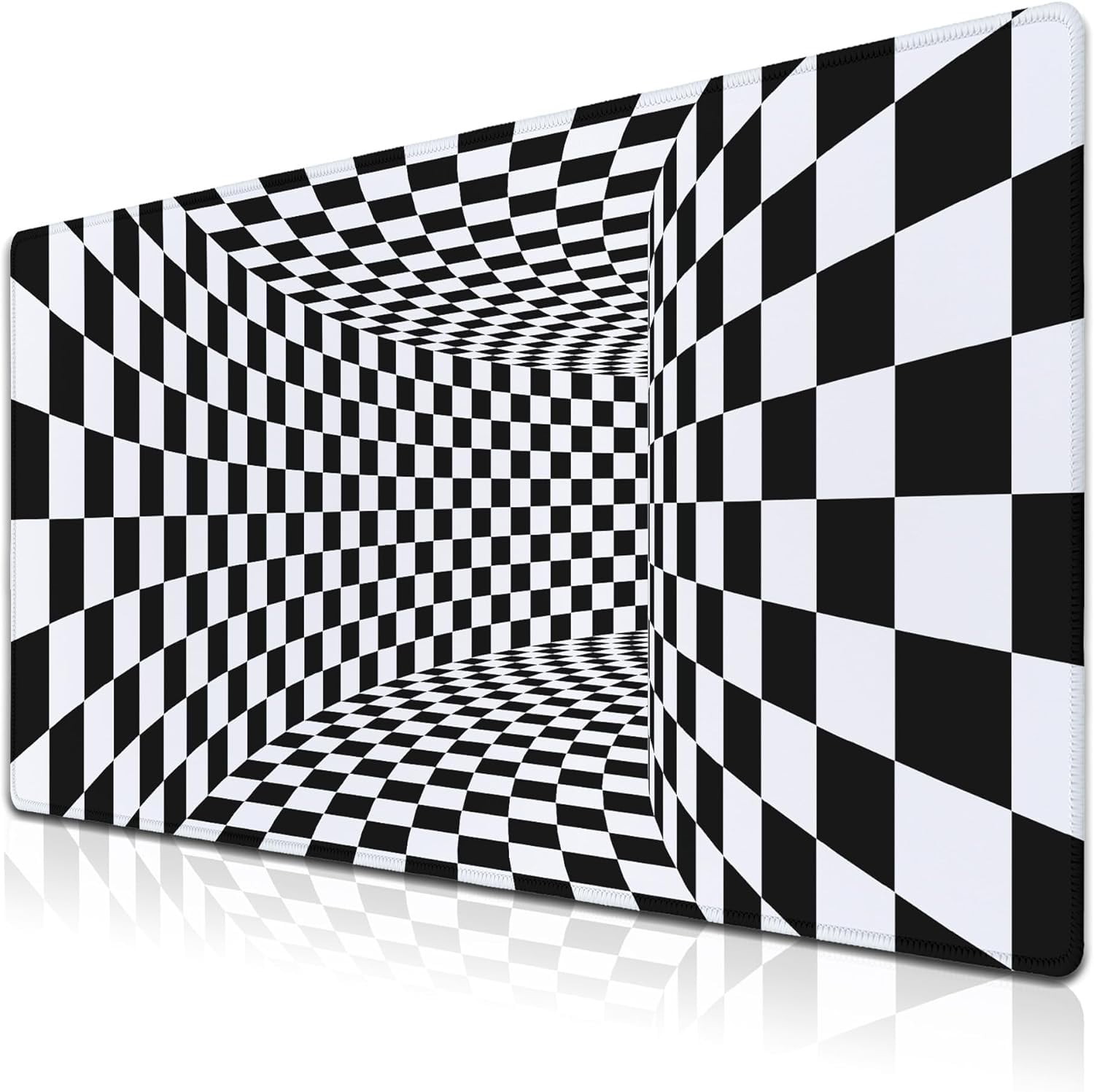 Desk Mouse Pad Black and White Pad for Table, XXL Mouse Pads Gaming Pad, Gaming Keyboard and Mouse Pad Waterproof Non-Slip Rubber Base, 35.4 X 15.7 inch for Work/Game/Office/Home Checkered