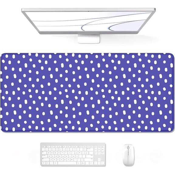 Desk Mouse Pad, Large Gaming Mousepad, XXL Desk Pad, Extended Long Superior Micro-Weave Cloth Non-Slip Rubber Big Computer Mouse Mat for Gamer, Office & Home, 35" x 15", Purple Dots