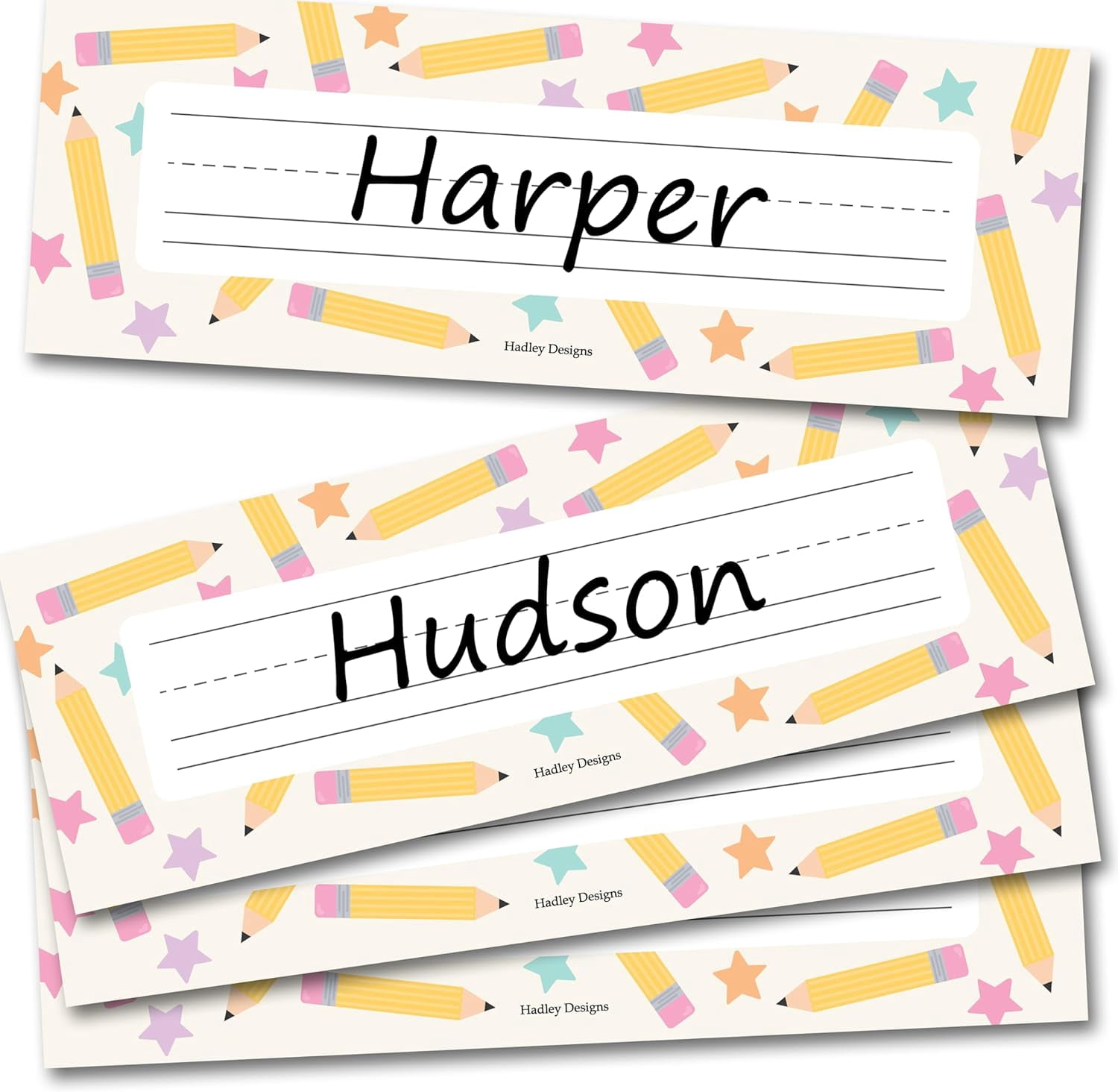 Desk Name Tags for Classroom -36 Student Name Plates for Classroom Kindergarten, Preschool, 1st, 2nd & 3rd Grade, 9x3 Teacher Nameplates for Student Desks & Cubbies, Pastel Nametags