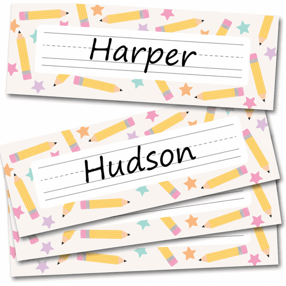 Desk Name Tags for Classroom -36 Student Name Plates for Classroom Kindergarten, Preschool, 1st, 2nd & 3rd Grade, 9x3 Teacher Nameplates for Student Desks & Cubbies, Pastel Nametags